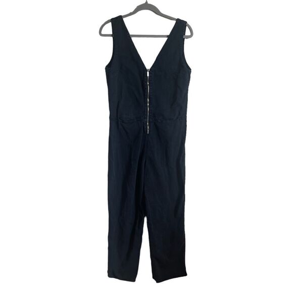 Zara TRF Collection Black Denim Jumpsuit Front Zipper Medium - Picture 5 of 11